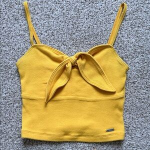 Hollister Yellow Ribbed Bow tie Top